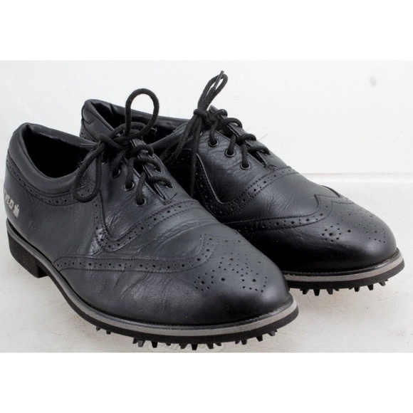 black and white wingtip golf shoes